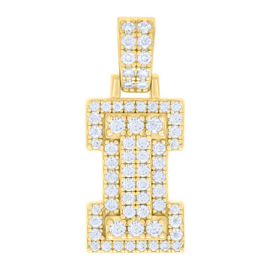 925 Silver Initial Letter "I" Pendant Moissanite C