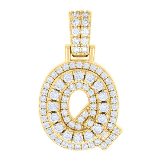 925 Silver Initial Letter "Q" Pendant Moissanite C