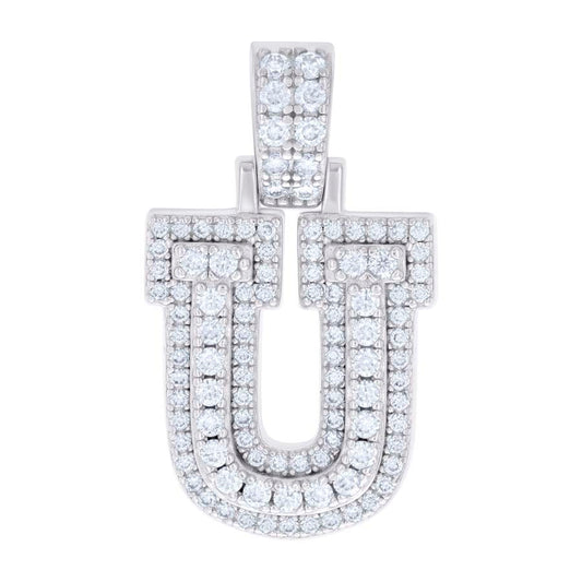 925 Silver Initial Letter "U" Pendant Moissanite C