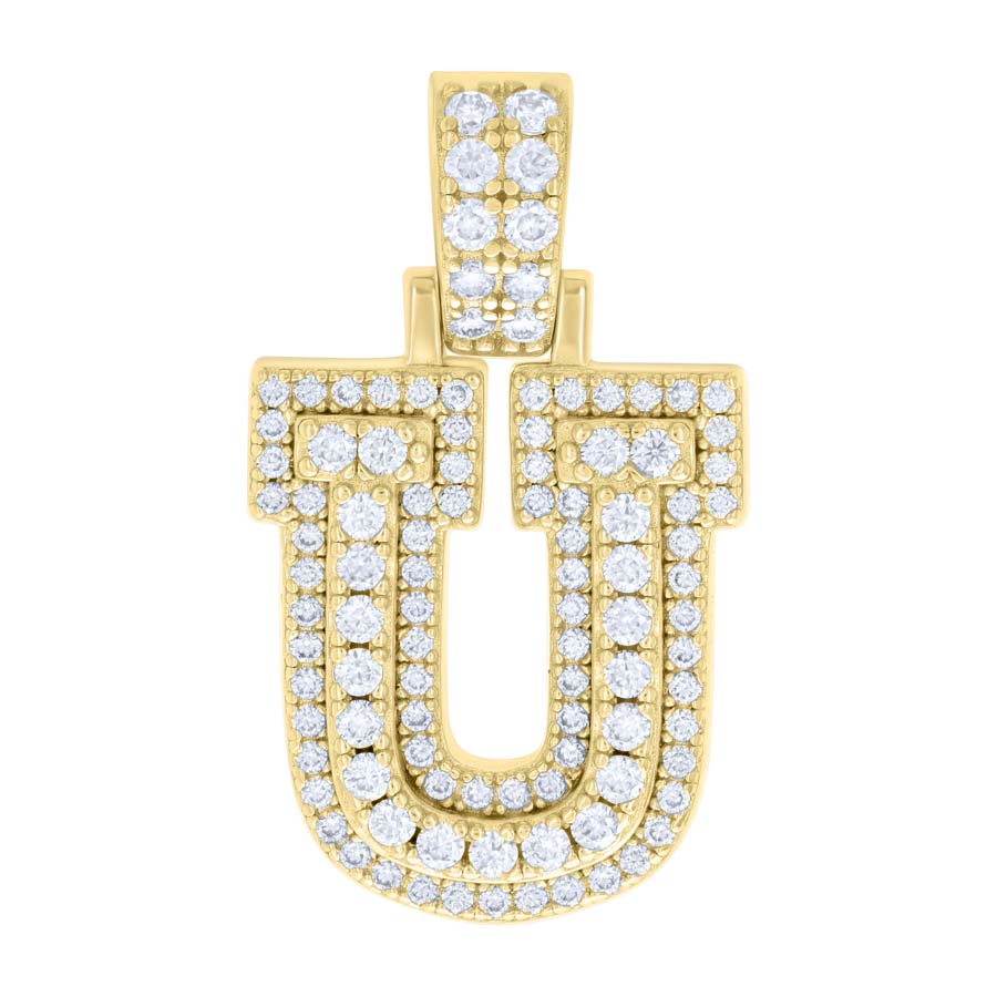 925 Silver Initial Letter "U" Pendant Moissanite C