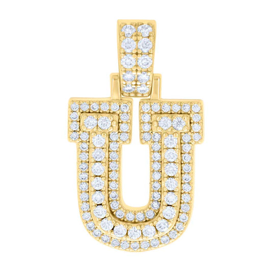 925 Silver Initial Letter "U" Pendant Moissanite C