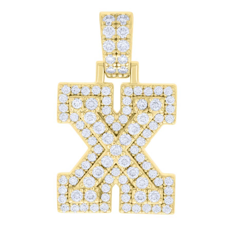 925 Silver Initial Letter "X" Pendant Moissanite C
