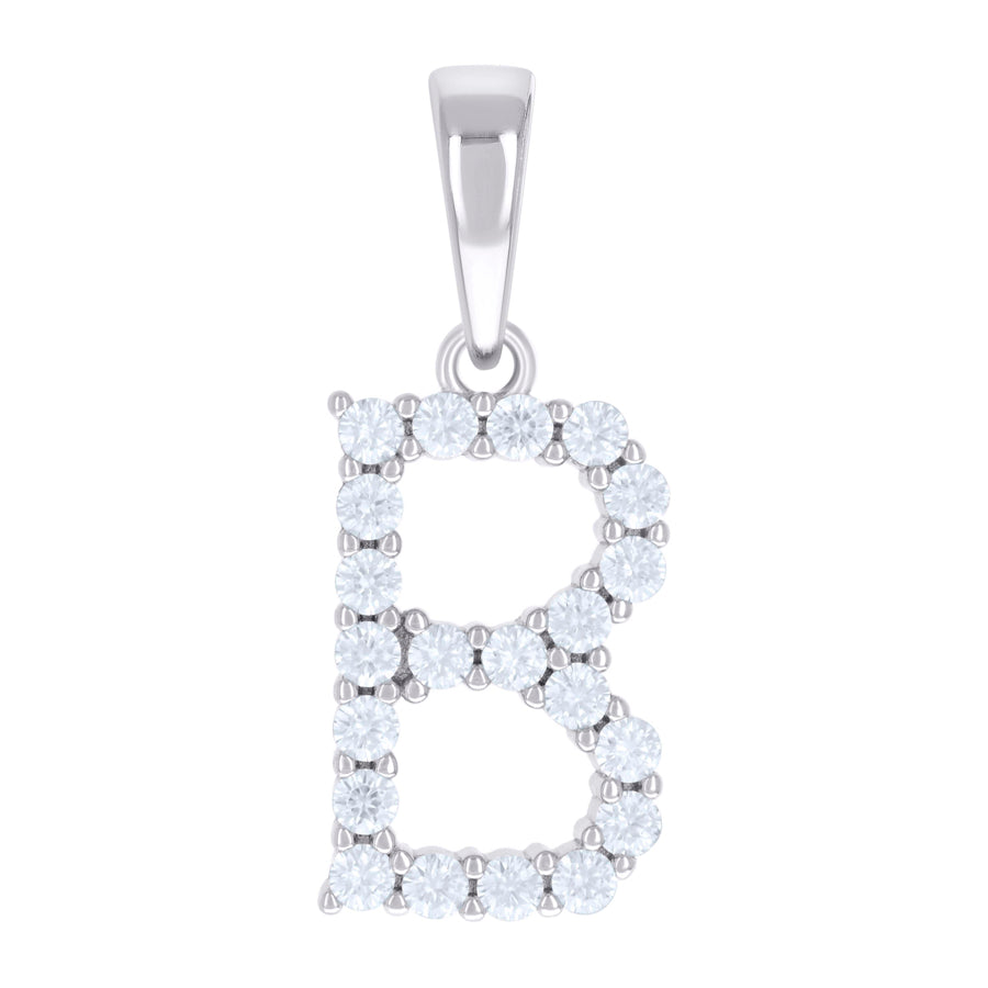 925 Silver Initial Letter "B" Pendant Moissanite C