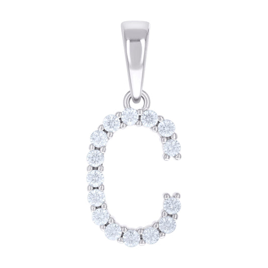 925 Silver Initial Letter "C" Pendant Moissanite C
