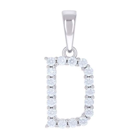 925 Silver Initial Letter "D" Pendant Moissanite C
