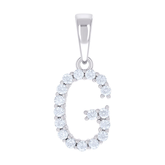 925 Silver Initial Letter "G" Pendant Moissanite C