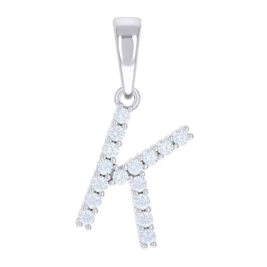 925 Silver Initial Letter "K" Pendant Moissanite C