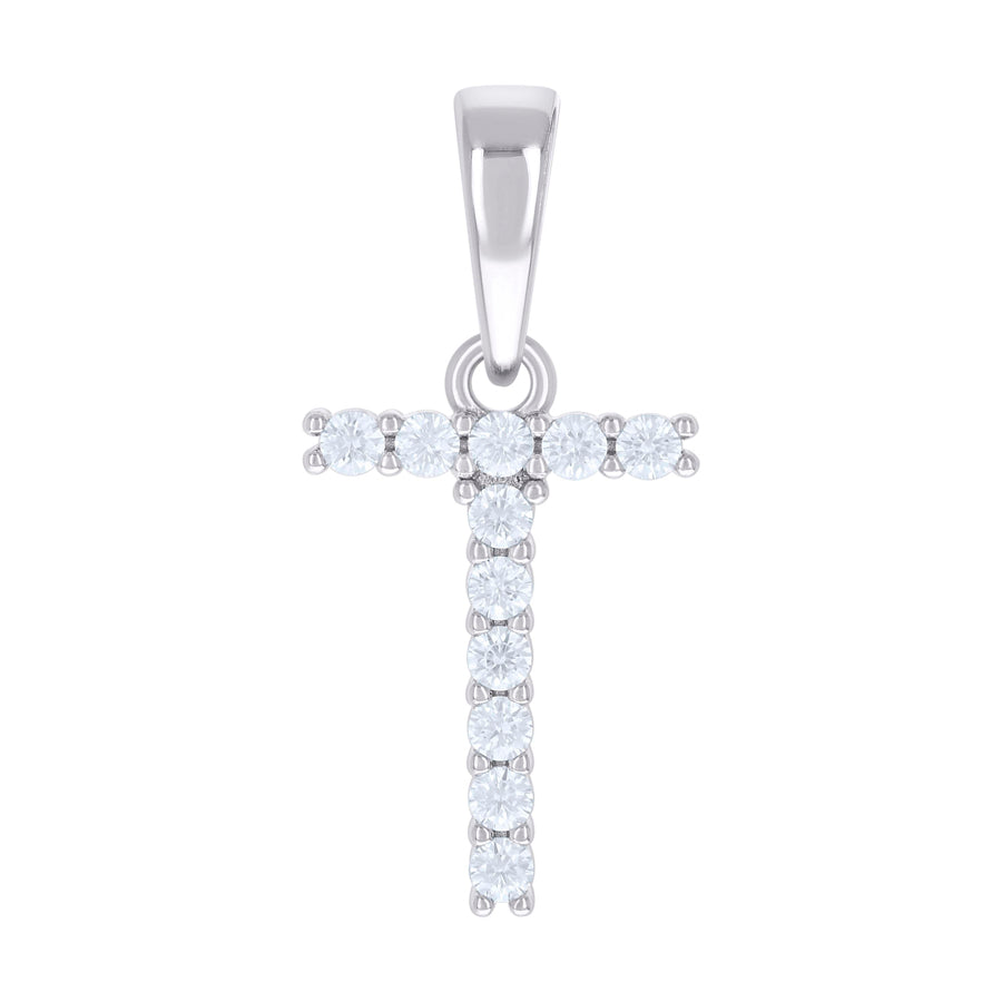 925 Silver Initial Letter "T" Pendant Moissanite C
