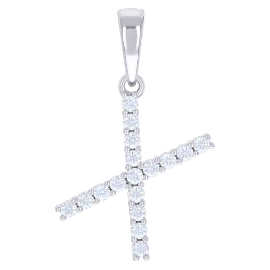 925 Silver Initial Letter "X" Pendant Moissanite C