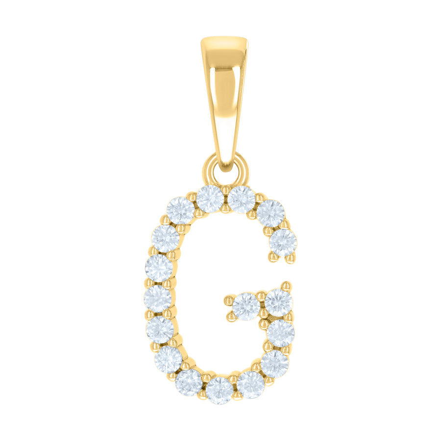 925 Sterling Silver Cz Pendant Initial Letter "G"