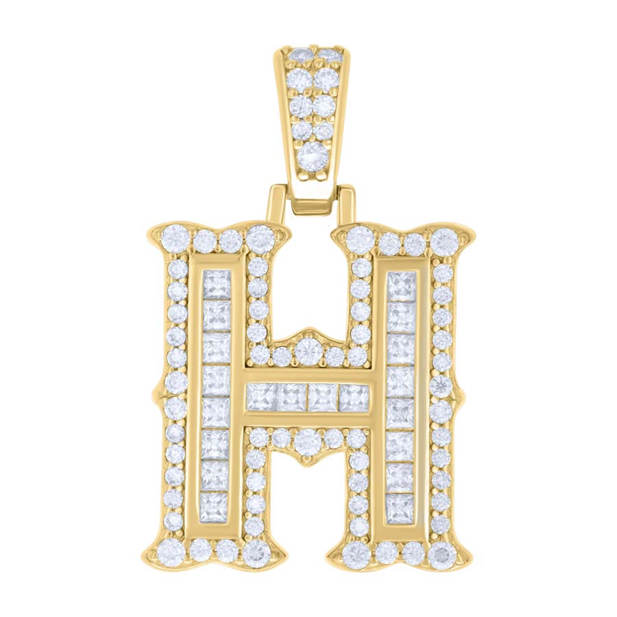 925 Silver Pendant "H" Moissanite 0.64Ct, Baguette