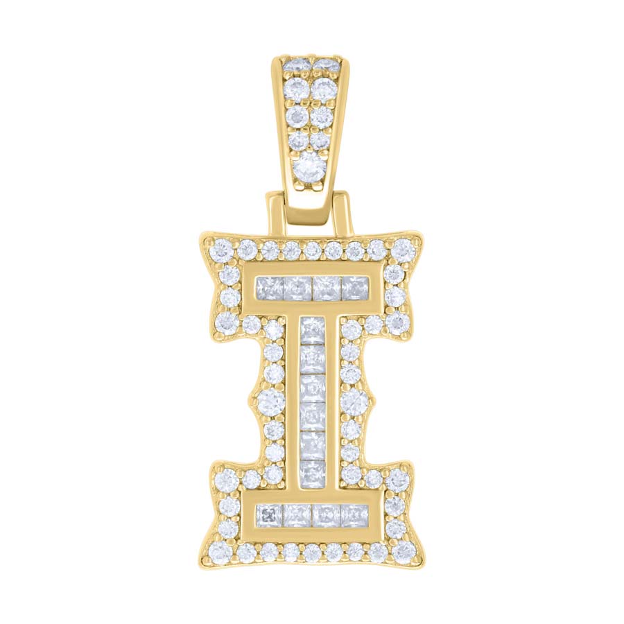 925 Silver Pendant "I" Moissanite 0.49Ct, Baguette