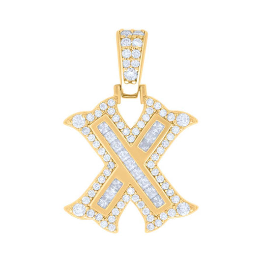 925 Silver Pendant "X" Moissanite 0.57Ct, Baguette