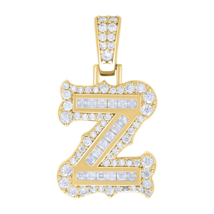 925 Silver Pendant "Z" Moissanite 0.70Ct, Baguette