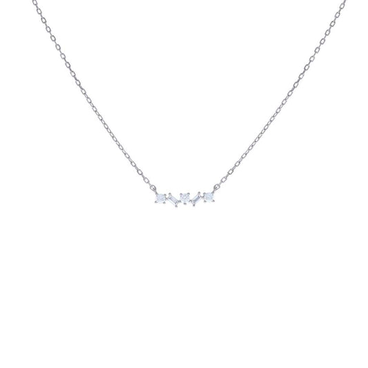 925 Sterling Silver Cz Necklace 16"+2"