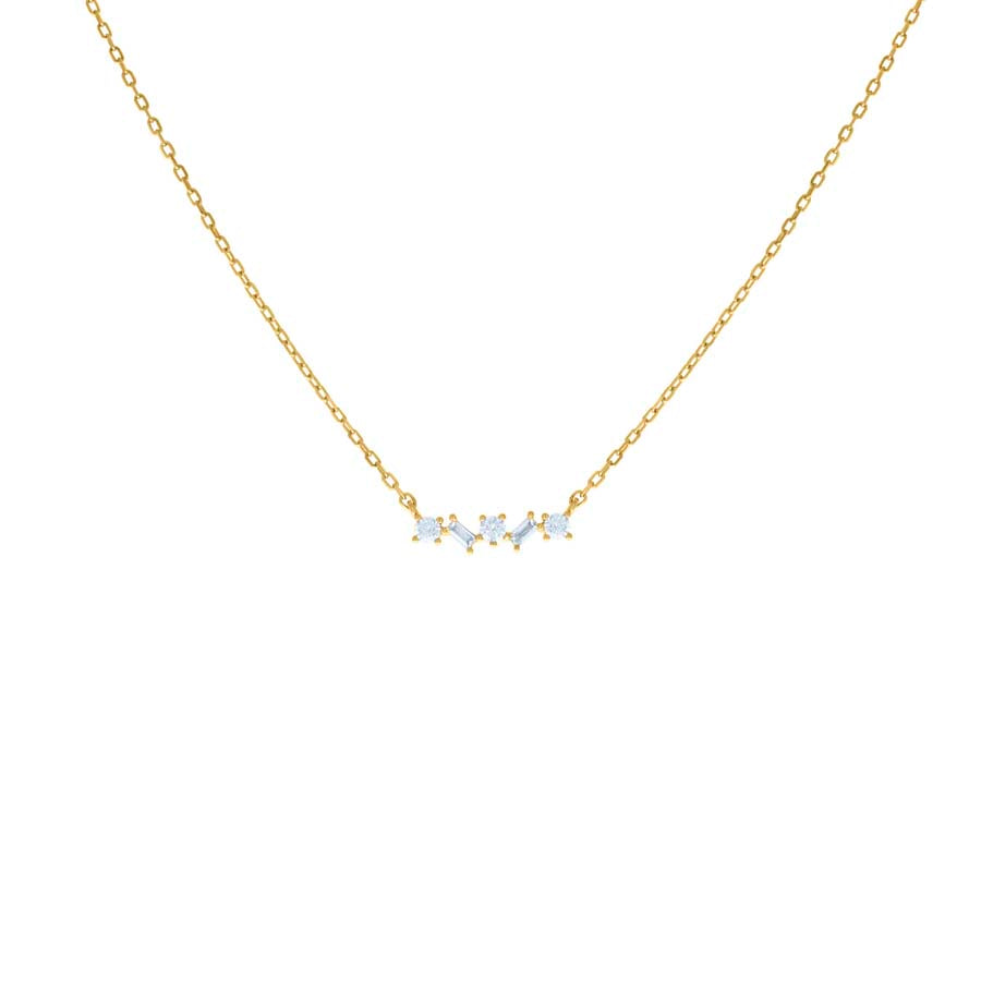 925 Sterling Silver Cz Necklace 16"+2"