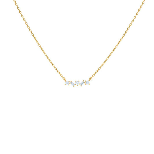 925 Sterling Silver Cz Necklace 16"+2"