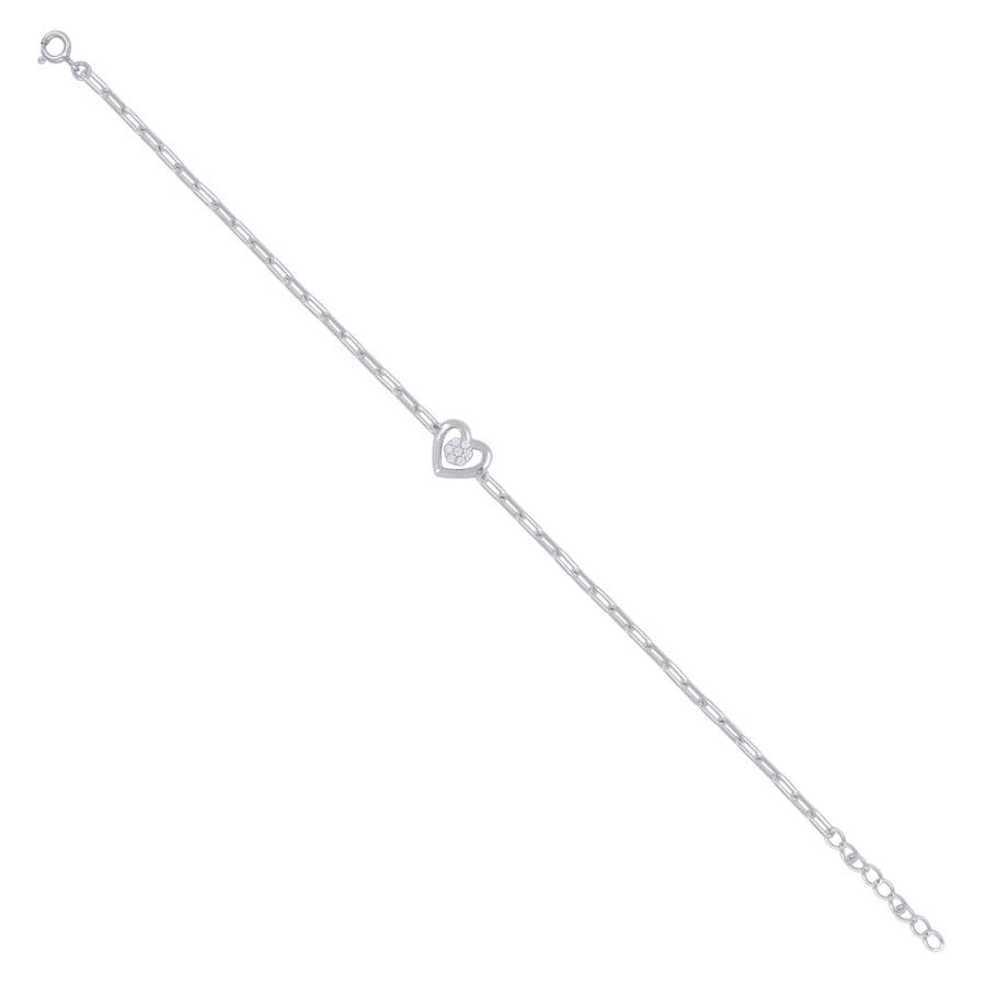 925 Sterling Silver Cz Bracelet 7"+1"