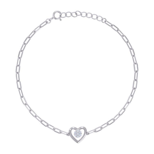 925 Sterling Silver Cz Bracelet 7"+1"