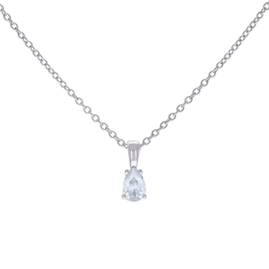 925 Sterling Silver Cz Necklace 16"+2"