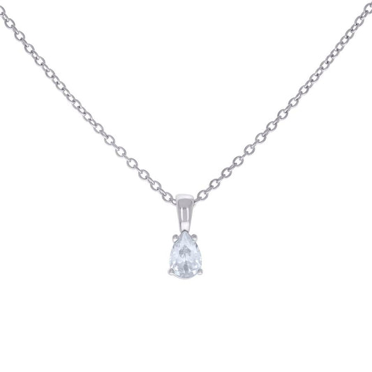 925 Sterling Silver Cz Necklace 16"+2"