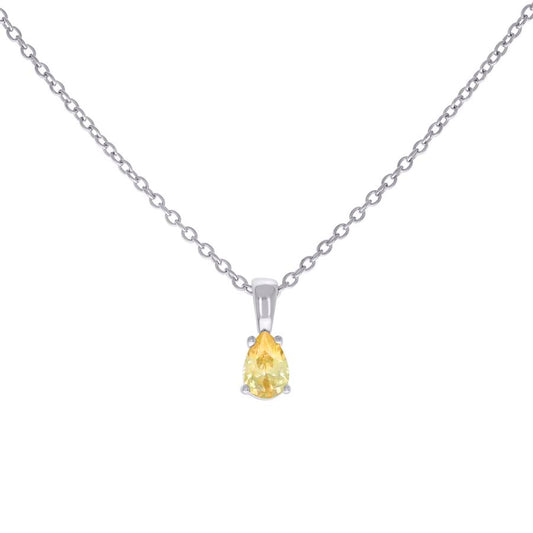925 Sterling Silver Cz Necklace 16"+2"