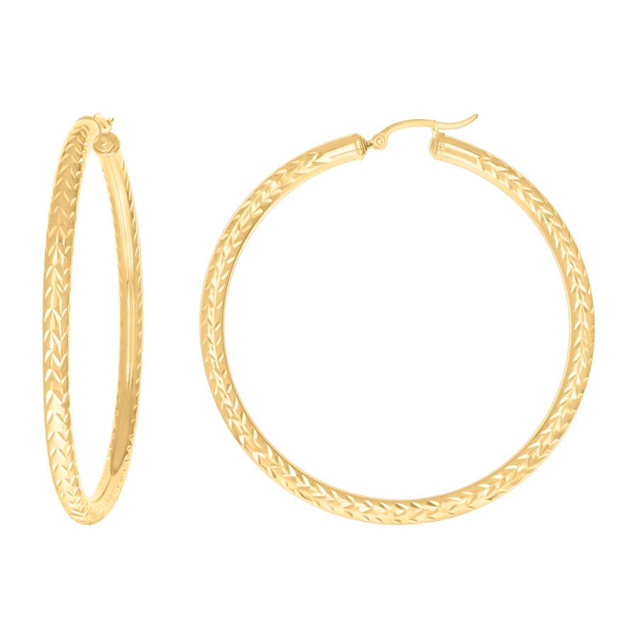 10Kt Gold Fancy Hoop Earrings 4mm