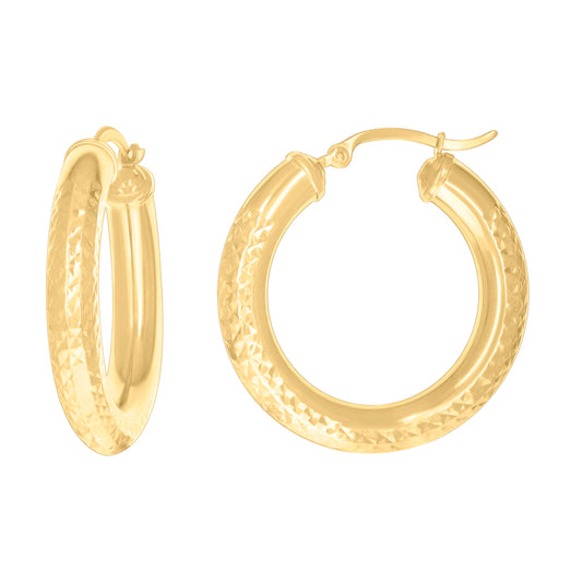 10Kt Gold Fancy Hoop Earrings 5mm
