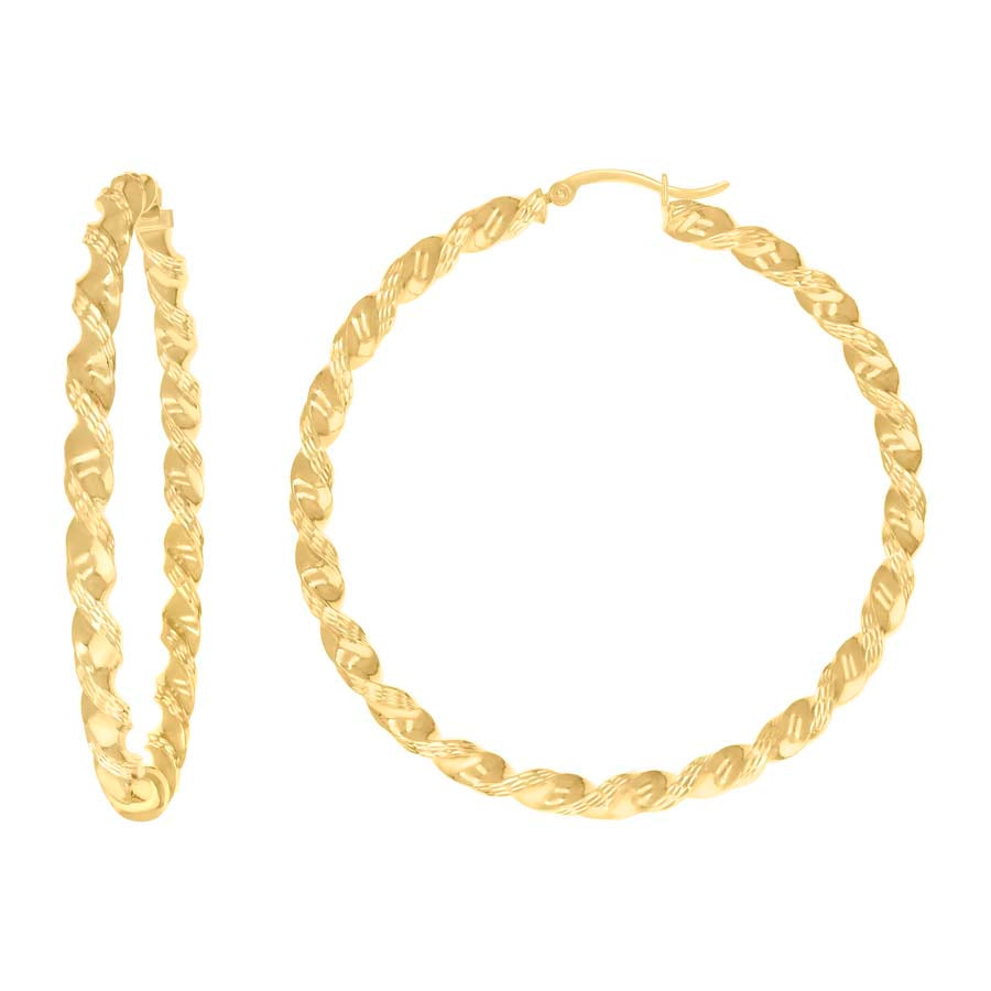 10Kt Gold Fancy Hoop Earrings 4mm