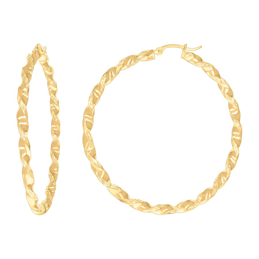 14Kt Gold Fancy Hoop Earrings 3mm-50