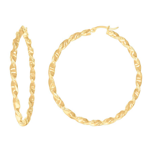 14Kt Gold Fancy Hoop Earrings 3mm-50