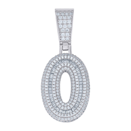 925 Sterling Silver Cz Pendant Number "0"