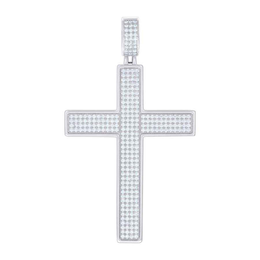 925 Sterling Silver Pendant 2" Moissanite 1.70 Ctw