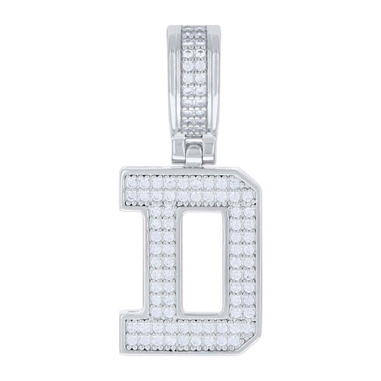 925 Silver Initial Letter "D" Pendant Moissanite C