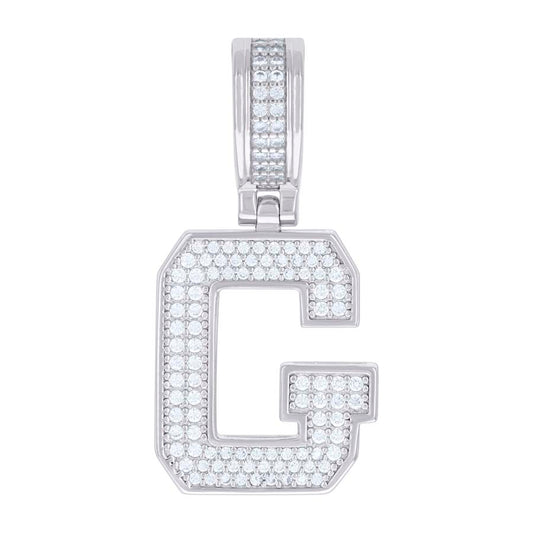 925 Silver Initial Letter "G" Pendant Moissanite C
