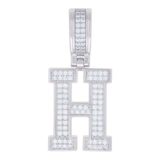925 Silver Initial Letter "H" Pendant Moissanite C