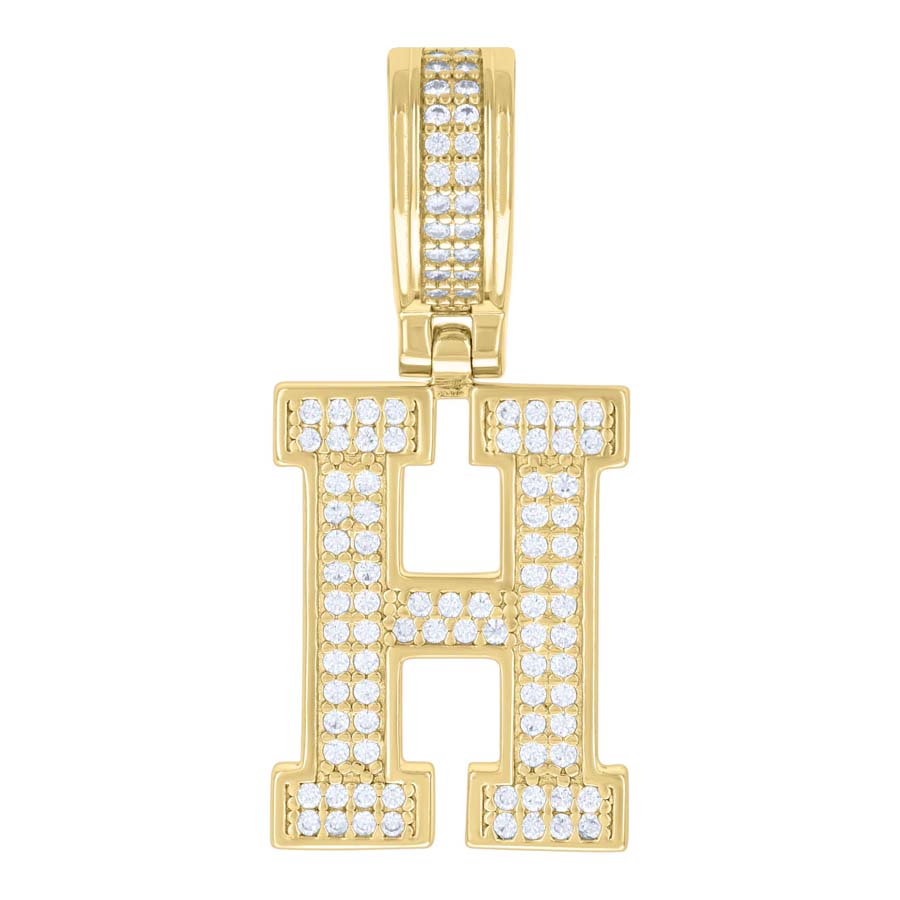 925 Silver Initial Letter "H" Pendant Moissanite C