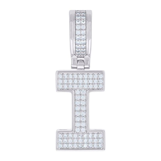 925 Silver Initial Letter "I" Pendant Moissanite C