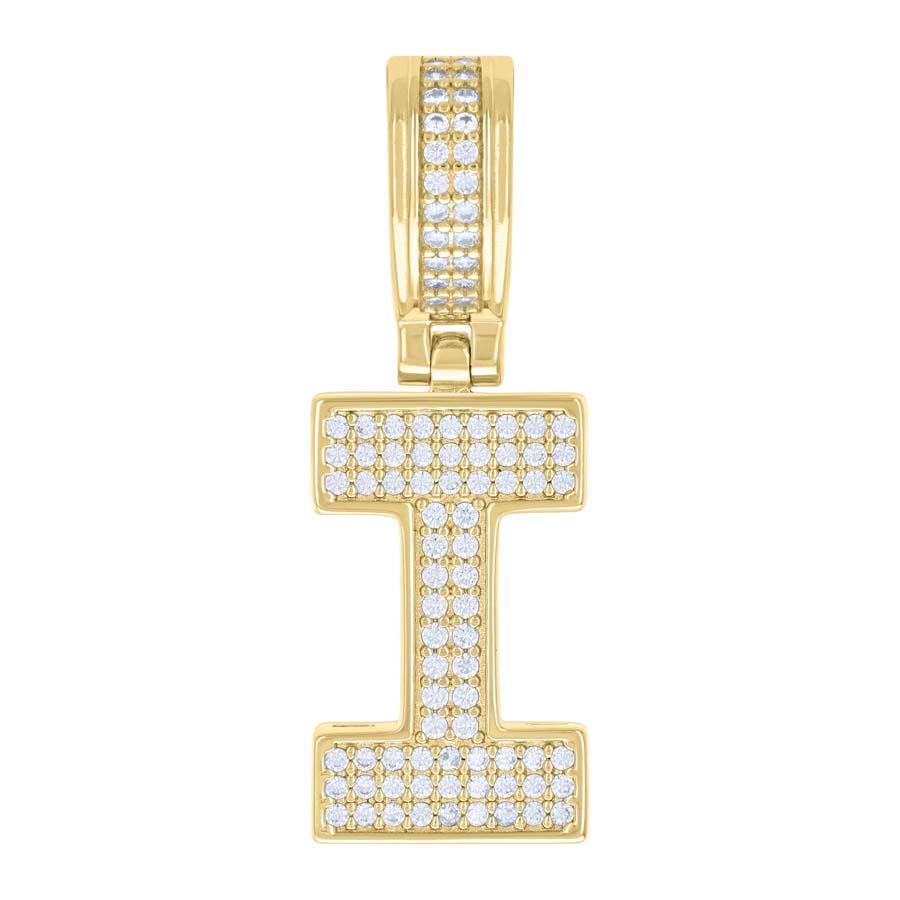 925 Silver Initial Letter "I" Pendant Moissanite C