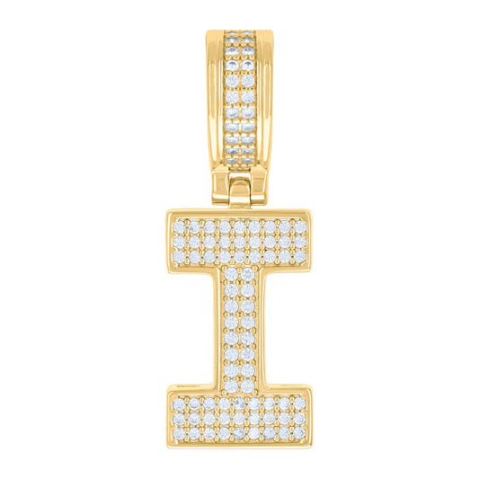 925 Silver Initial Letter "I" Pendant Moissanite C