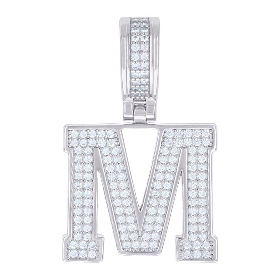 925 Silver Initial Letter "M" Pendant Moissanite C