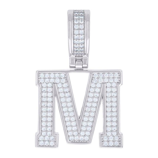 925 Silver Initial Letter "M" Pendant Moissanite C