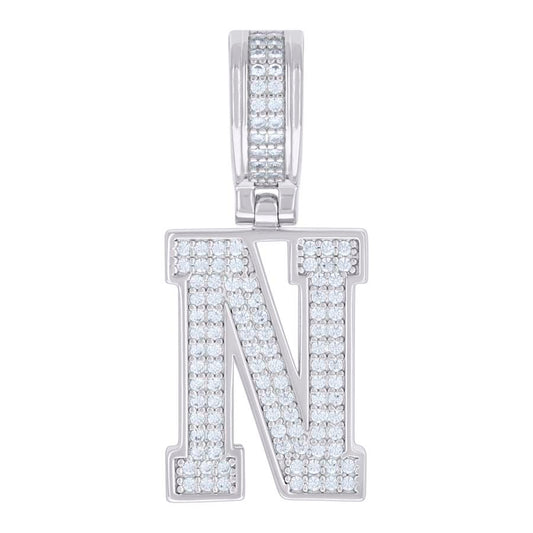 925 Silver Initial Letter "N" Pendant Moissanite C