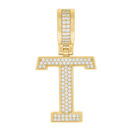 925 Silver Initial Letter "T" Pendant Moissanite C