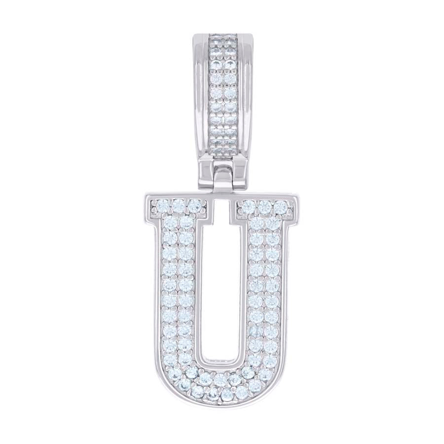 925 Silver Initial Letter "U" Pendant Moissanite C
