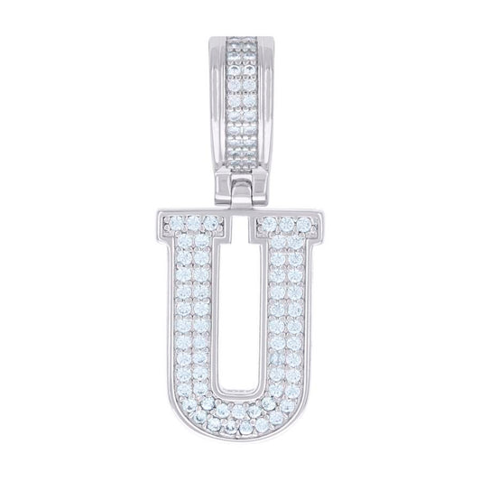 925 Silver Initial Letter "U" Pendant Moissanite C