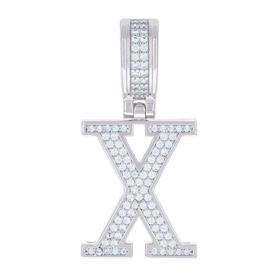 925 Silver Initial Letter "X" Pendant Moissanite C