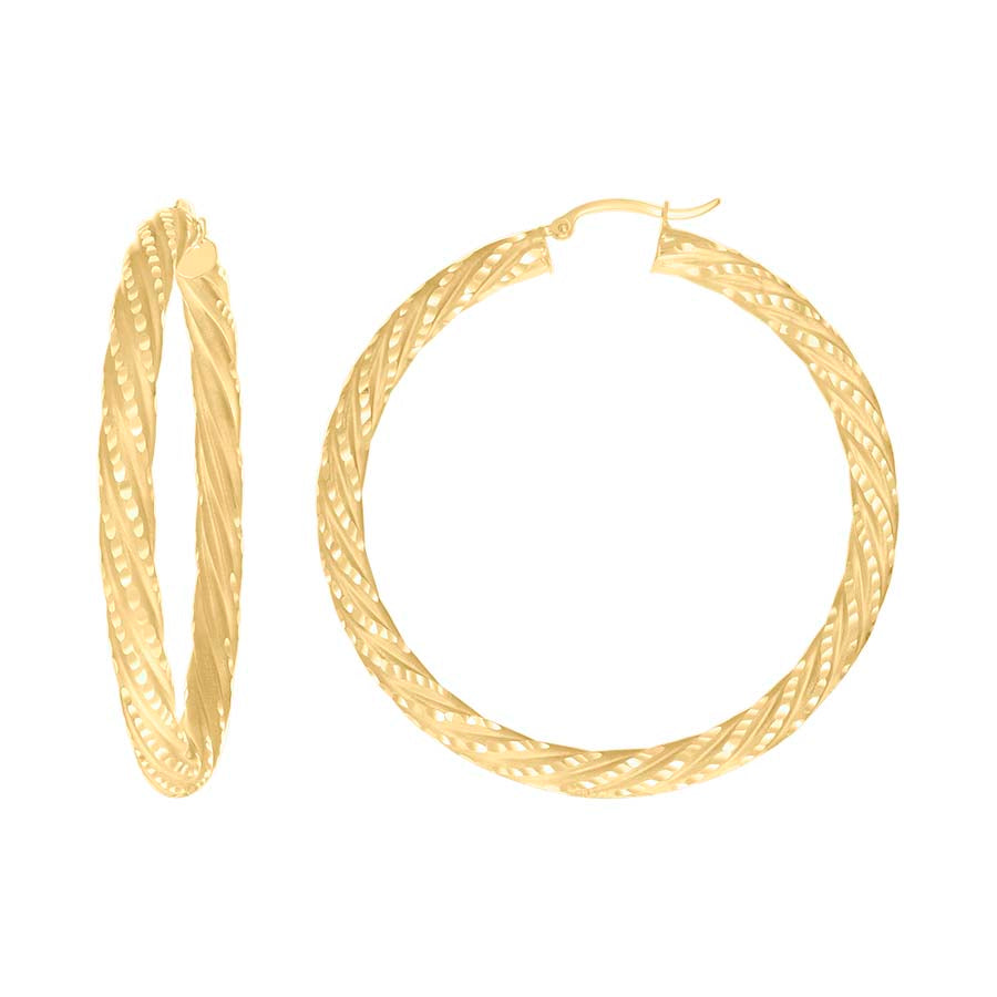 10Kt Gold Fancy Hoop Earrings 5mm