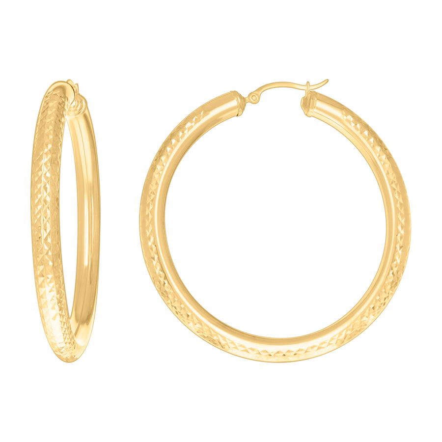 10Kt Gold Fancy Hoop Earrings 5mm