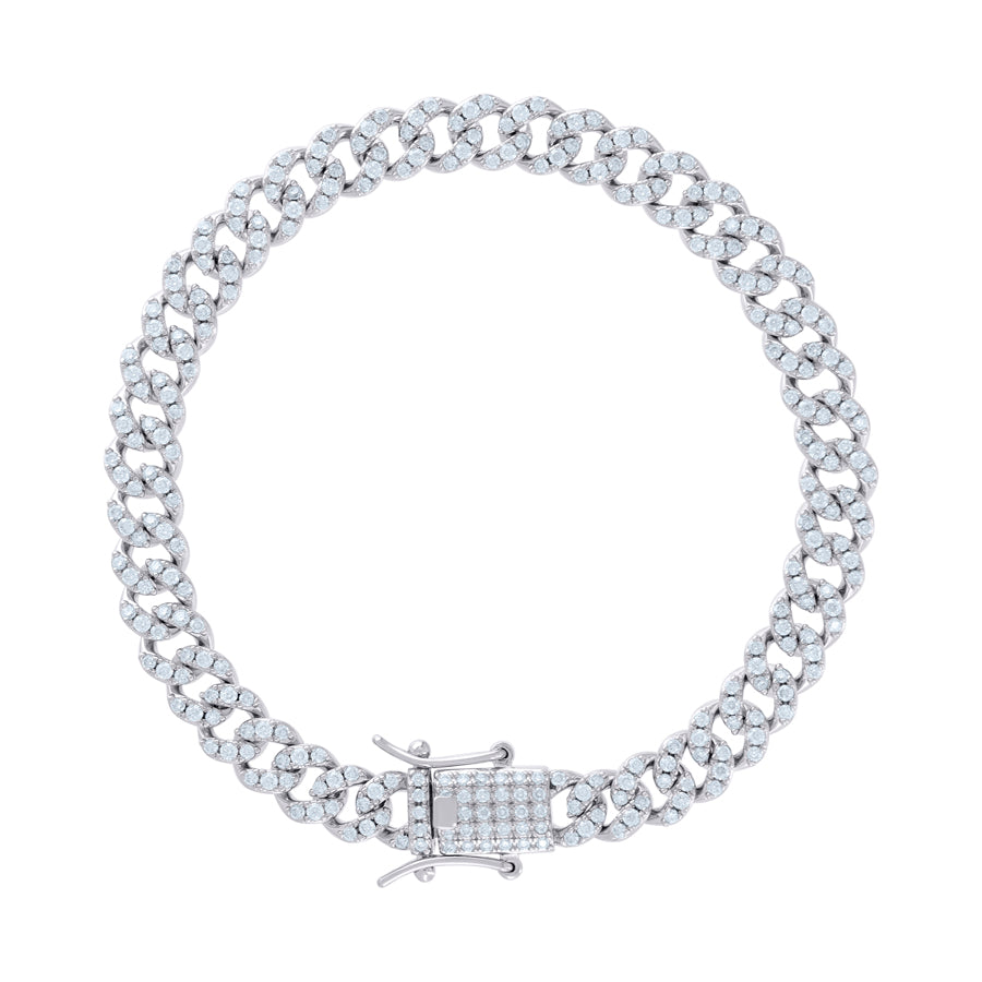 925 Sterling Silver Cz Chain 6mm-7"-24"